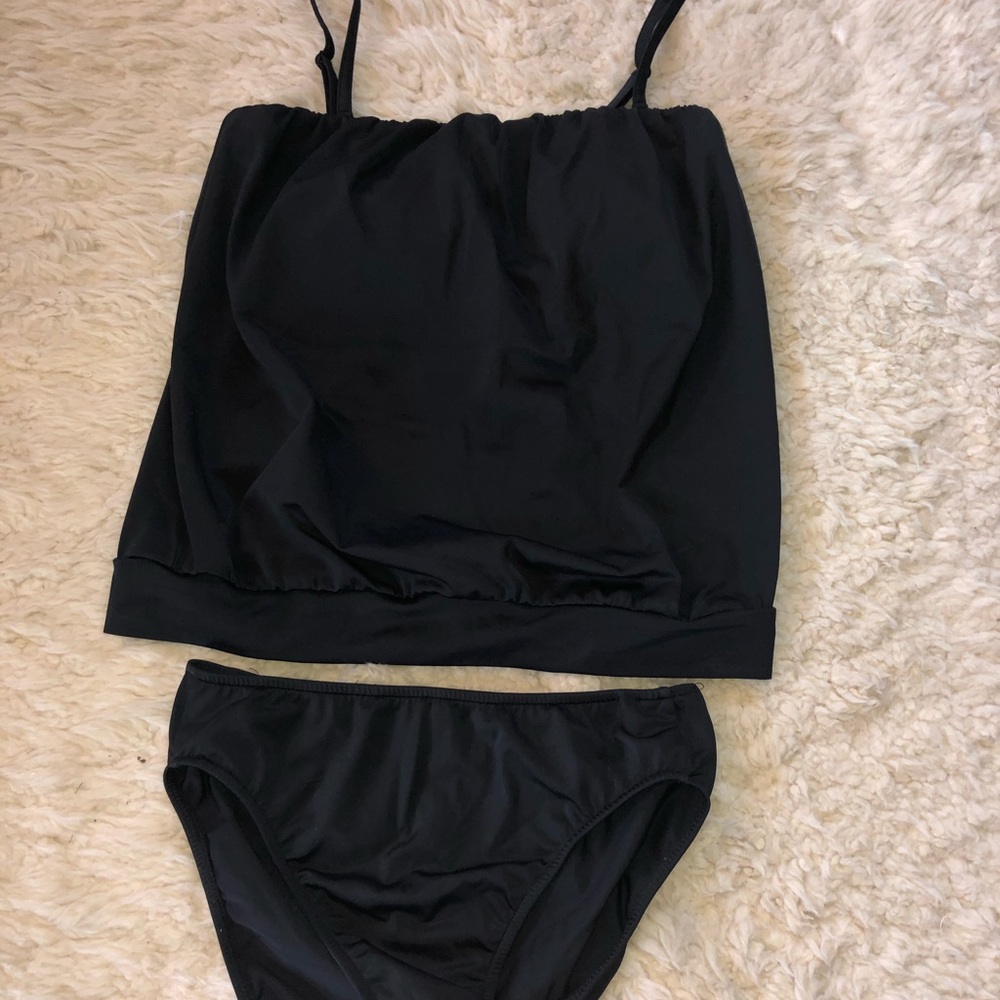 Tankini with loose fitting top.